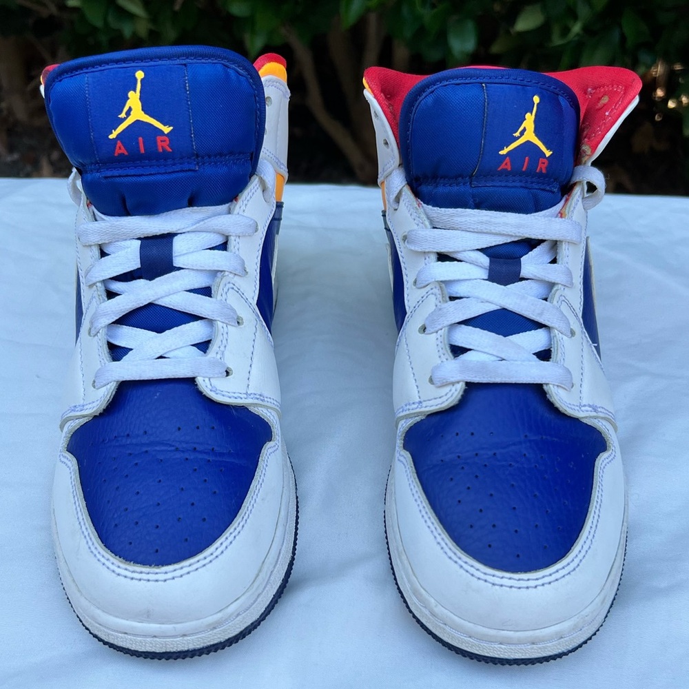 Air Jordan 1 Mid White/Blue/Orange/Red Kids Shoe Size 6Youth - Picture 2 of 14